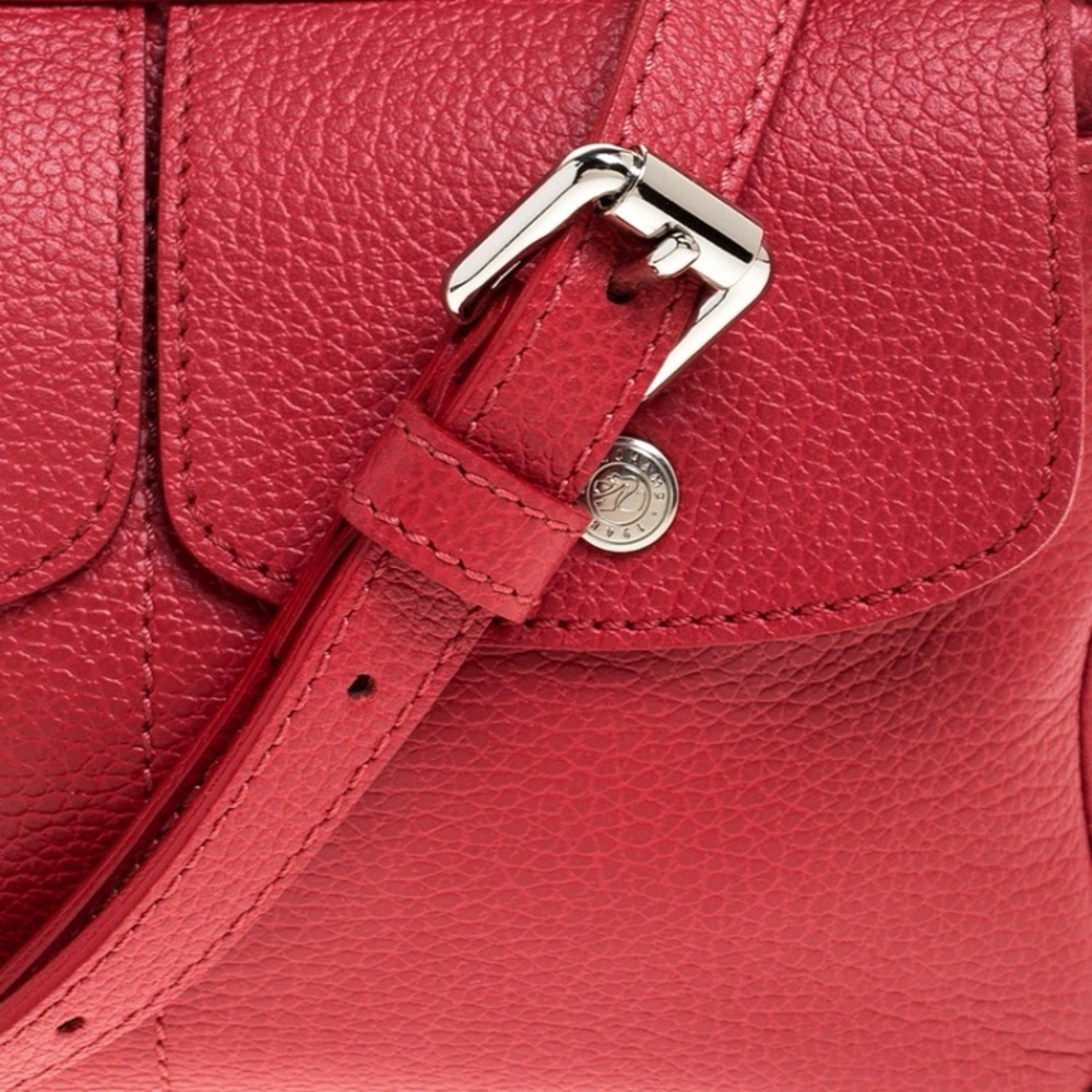 Longchamp Red Leather Le Foulonne Camera Crossbody Bag 10” x 6” - Picture 8 of 12